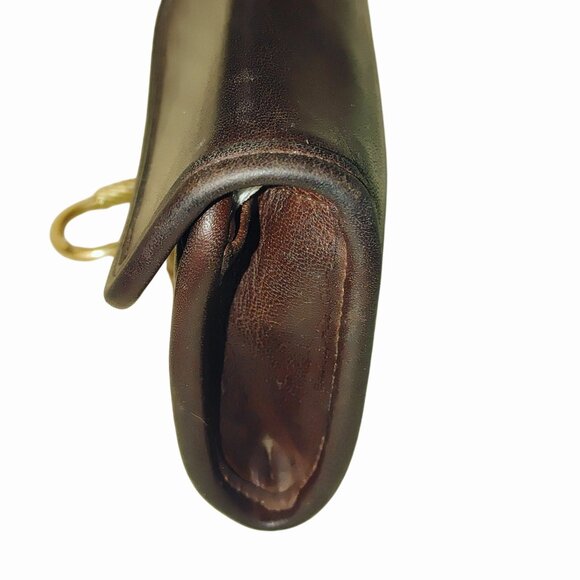 Coach Brown Leather Coin Purse Wallet Gold Keychain Attachment Snap Closure - Picture 4 of 16